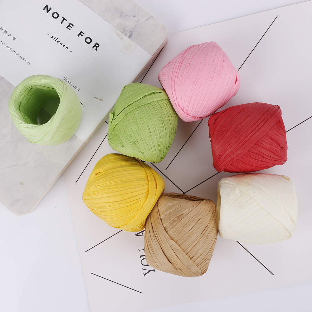 20m/roll New 16 colors DIY Raffia Ribbon Cord Rope For Palm Packaging Paper Rope Gift Box Packing Wedding Party Decorations