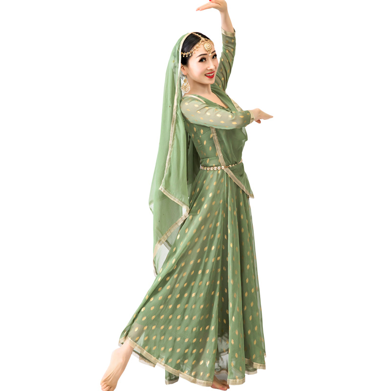 India Sarees For Woman Anna Dancing Performance Salwar Kameez Dress Beautiful Ethnic Style Silk Bronzing India Dress