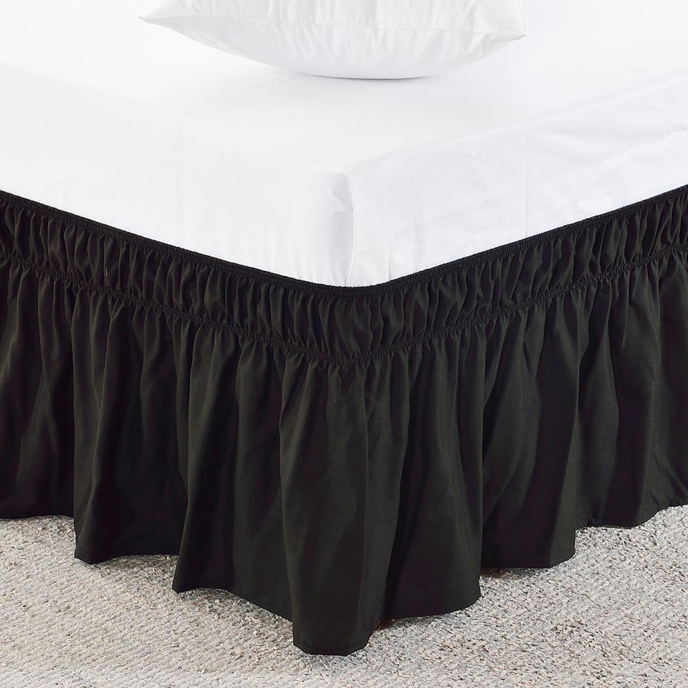 Wrap Around Bed Skirt Elastic Bed Ruffles Easy Fit Easy Off Fade Resistant Solid Color Bed Skirts Hotel Quality Fabric Spread