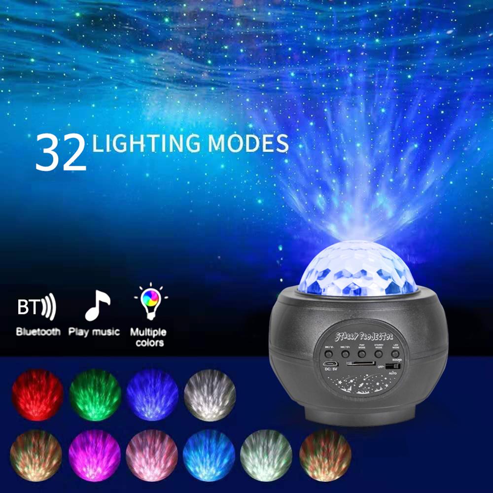 LED Bluetooth Starry Sky Laser Galaxy Projector Light USB Powered Remote Control Music Player Disco Stage Effect Decorative Lamp