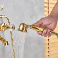 Telephone Style Golden Waterfall Bathtub Faucet Bathroom Faucet Brass Bath Faucet Waterfall Rotatb Spout Shower Faucet