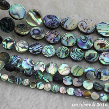 1Strand 8mm-18mm Coin Natural Paua Abalone Shell Jewelry Making Loose Beads Strand 15