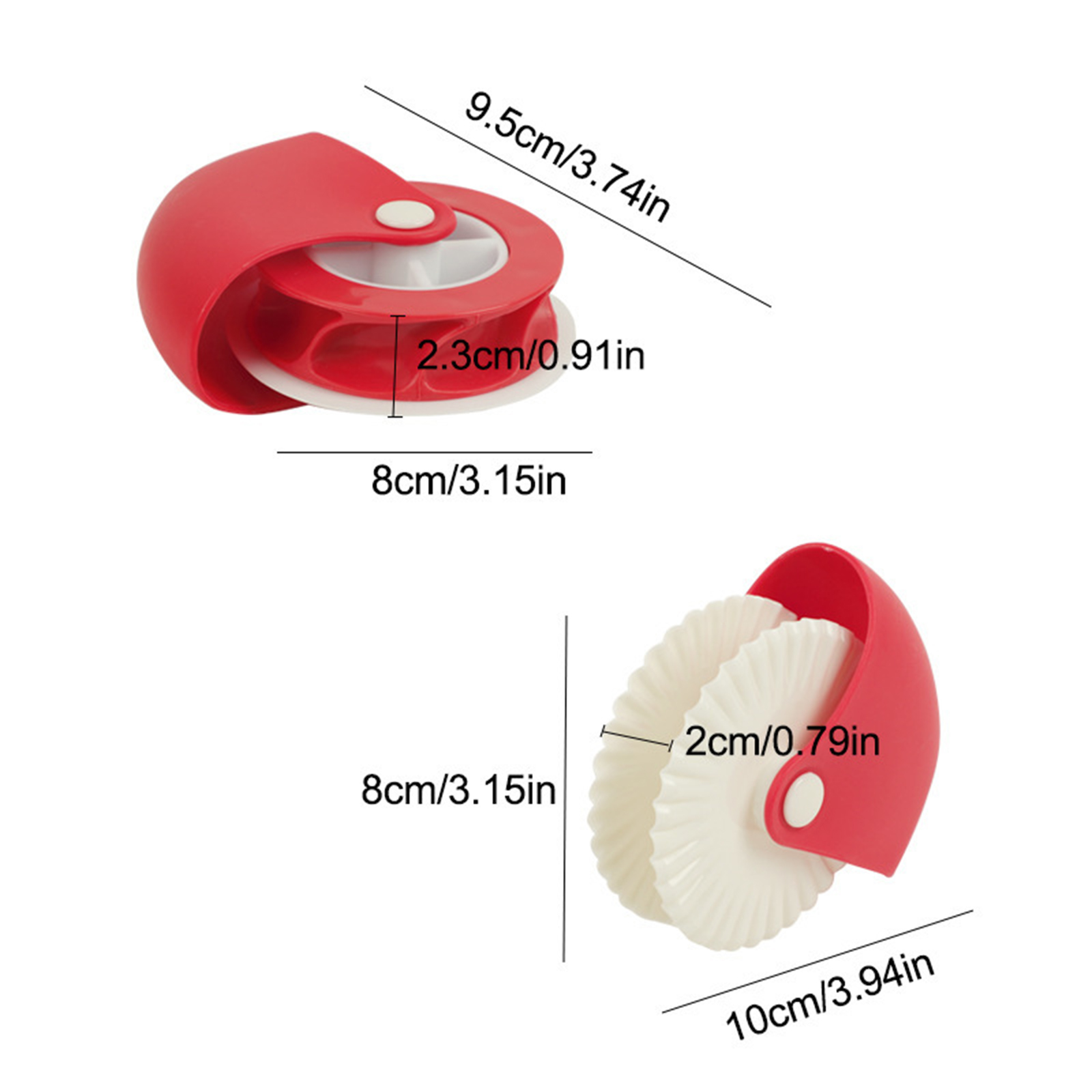 Pizza Cutter Round Wheel Cutting Knife 2pcs/set Portable Eco-Friendly PP Kitchen Accessories Edge Decorator