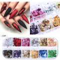 1 Case Chrome Nail Glitter Laser Metal Dipping Powder Flakes Irregular Gold Silver Sequins Pigment Nail Art Decoration BE950