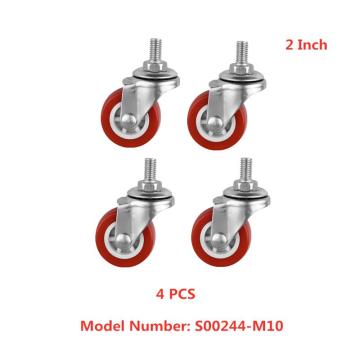 4 Pcs/Lot 2 Inch M10 Thread Pvc Caster Diameter 5cm Furniture Universal Wheel Screw Rod Mute Wear-resistant