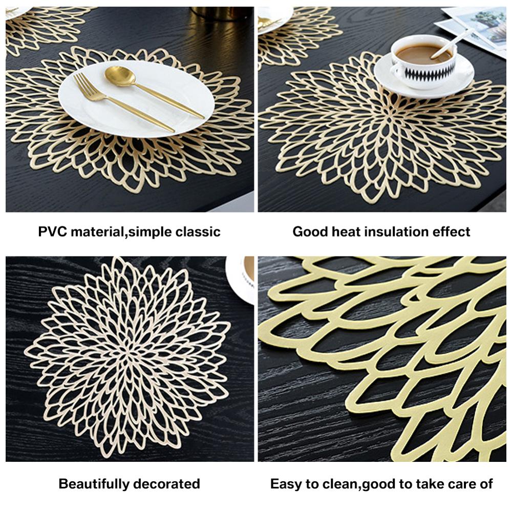4/6/8PCS PVC Placemat for Dining Table Hollow Pad Coaster Pads Table Bowl Mats