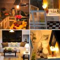 Assemble DIY Wooden House Toy Wooden Miniatura Doll Houses Miniature Dollhouse toys With Furniture LED Lights Birthday Gift