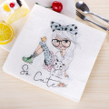 20 Vintage table paper napkins serviettes printed girl cute cat decoupage decor wedding birthday party christmas Xmas tissue