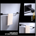 Black matted towel holder bar bathroom modern aluminum quality towel racks bathroom wall mounted bathroom shelves