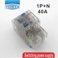 Transparent 1P+N 40A 230V~ 50HZ/60HZ Residual current Circuit breaker with over current and Leakage protection RCBO