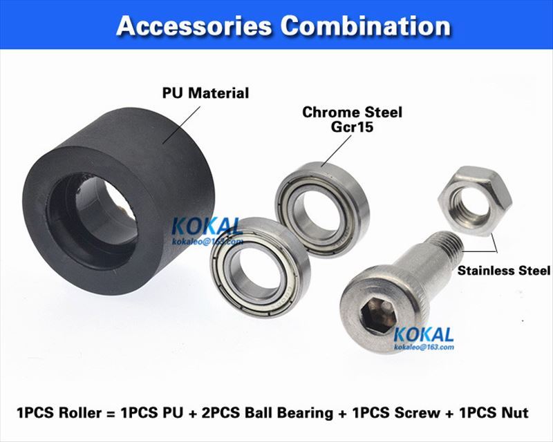 1PCS outer diameter 40mm 1.57" polyurethane M8 Screw stainless steel TPU PU soft double ball bearing roller wheel M8*40*30mm