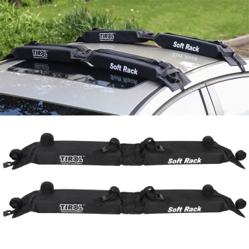 2 Pieces Universal Foldable Car Roof Racks Top Luggage Carrier PVC Car Surf Long Roof Rack Pads Soft Rack Surfboard 125*18*7cm