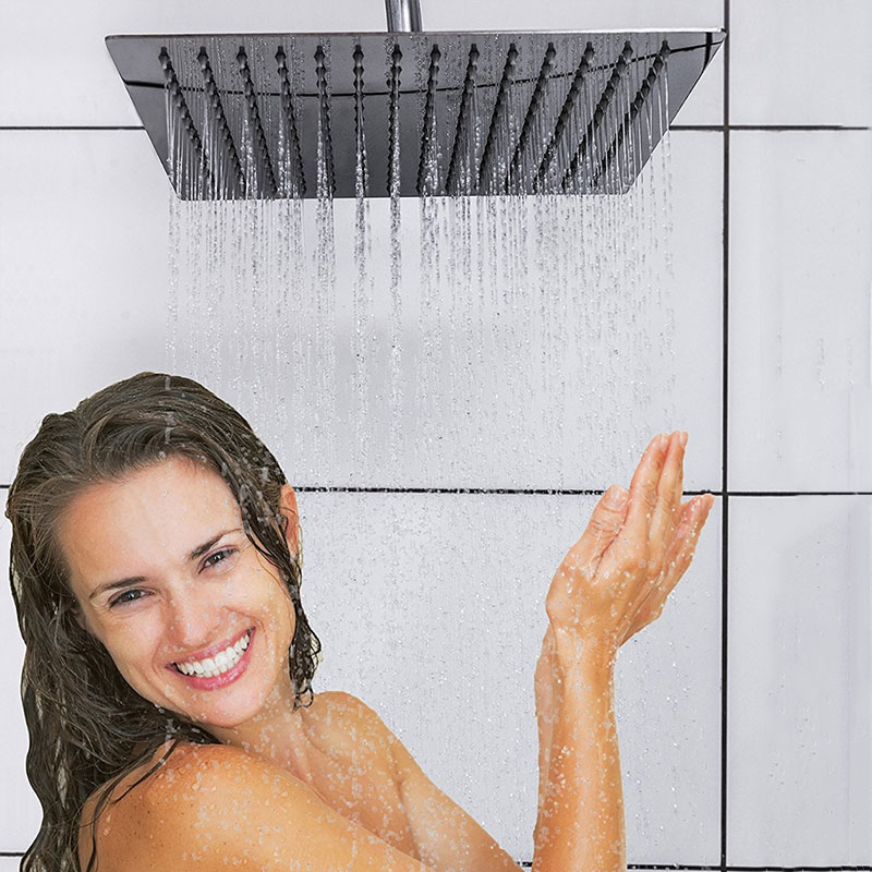 Dfrkjhre 10/12/16/20 inch Rainfall Squre Shower Head Ultrathin Style Bathroom Shower head Chrome/black/Nickle Golden 40cm * 40cm