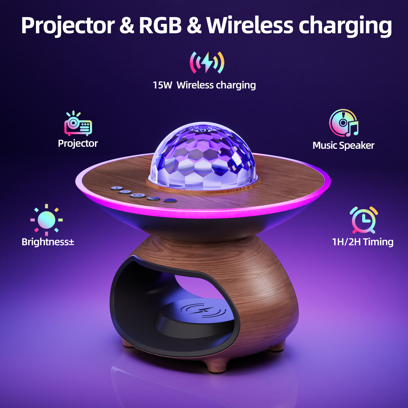 Garden Ambiance Wireless Charging Projector Lamp