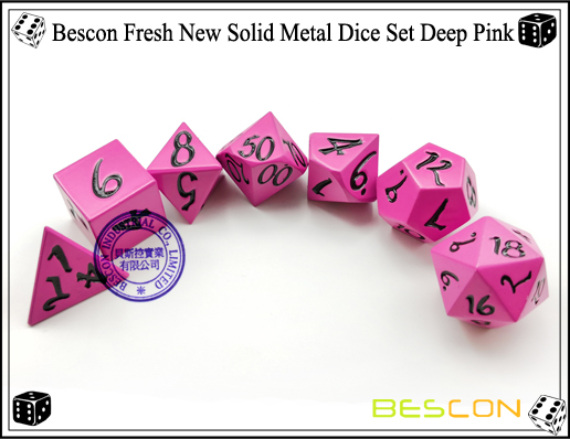 Bescon Fresh New Solid Metal Dice Set Deep Pink-5