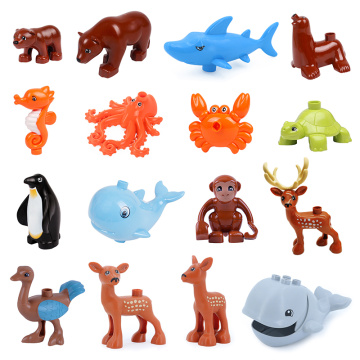 Big Building Blocks Ocean Animals Whale Bear Educational Accessories DIY Toys For Children Compatible with Duploe Baby Gift