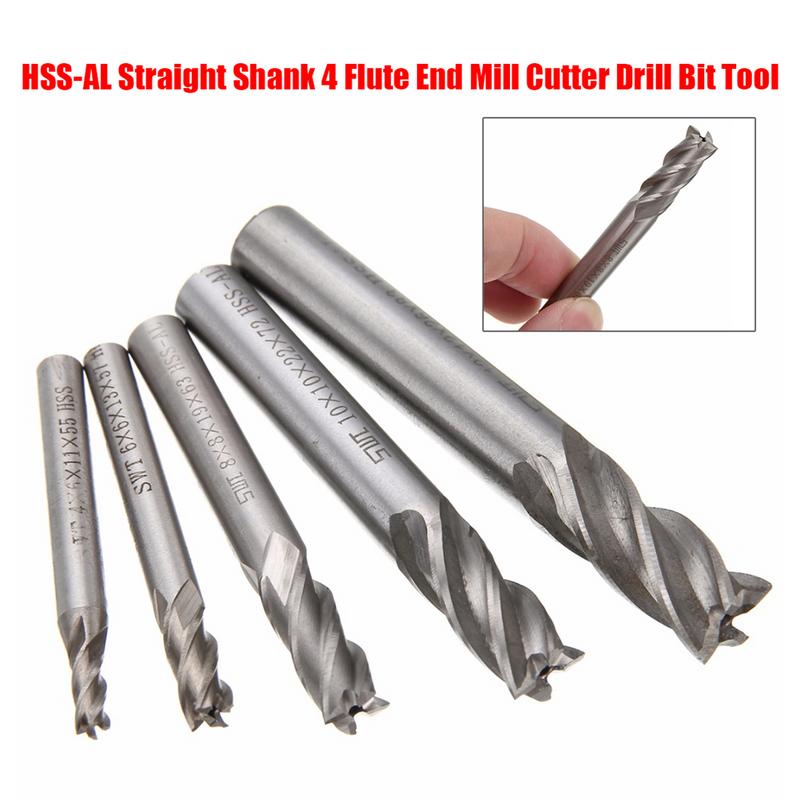 Mill Cutter Drill Bit Set HSS Straight Shank 4 Flute End Drill Bits Tool 4 6 /8 10 12mm For CNC Milling Machine