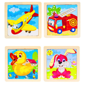 Montessori Wooden 3D Puzzle Jigsaw for Children Baby Cartoon Animal/Traffic Puzzles Educational Toy for Girl Boy Gift 11*11CM