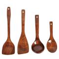 4pcs Wooden Cooking Tool Sets Wooden Soup Spoon Practical Spatula Food Serving Scoop Kitchen Utensil Wood Tableware For Home