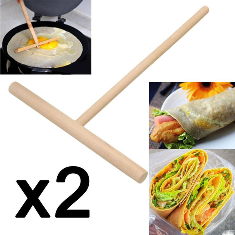 Crepe Sticks Spreader Household Batter Pancake Cooking T-Shaped Pastry Tool Accessory Wooden Quality