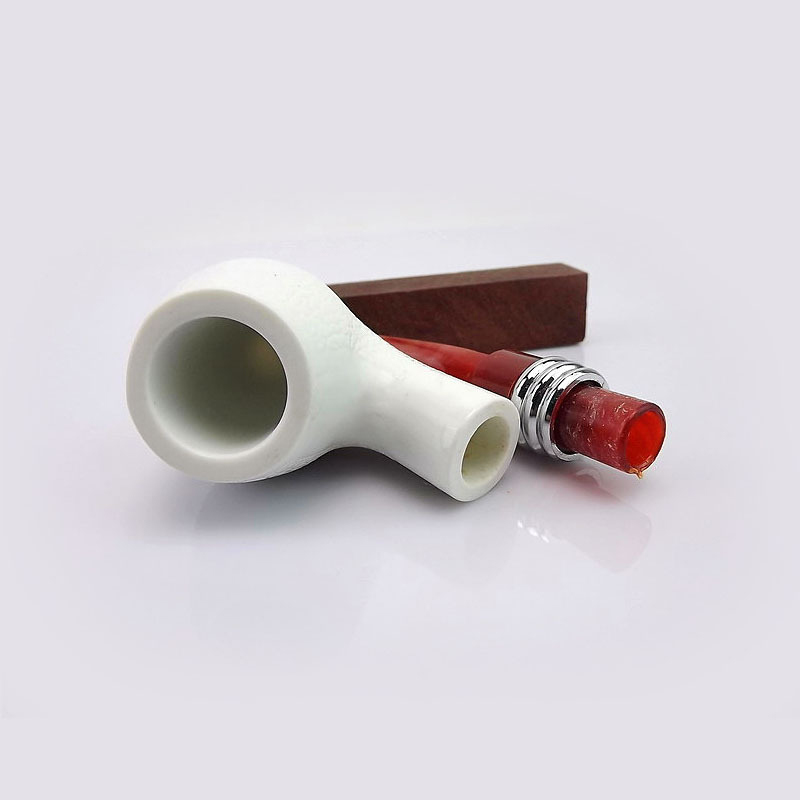 Sepiolite Pipe Chimney Filter Long Smoking Pipes Filter Elements Tobacco Pipe Cigar Gifts Narguile Grinder Smoke Mouthpiece