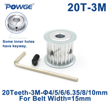 POWGE Arc HTD 3M Timing Pulley 20 Teeth Bore 4/5/6/6.35/8/10mm for Width 15mm 3M Synchronous Belts HTD3M pulley 20T 20Teeth