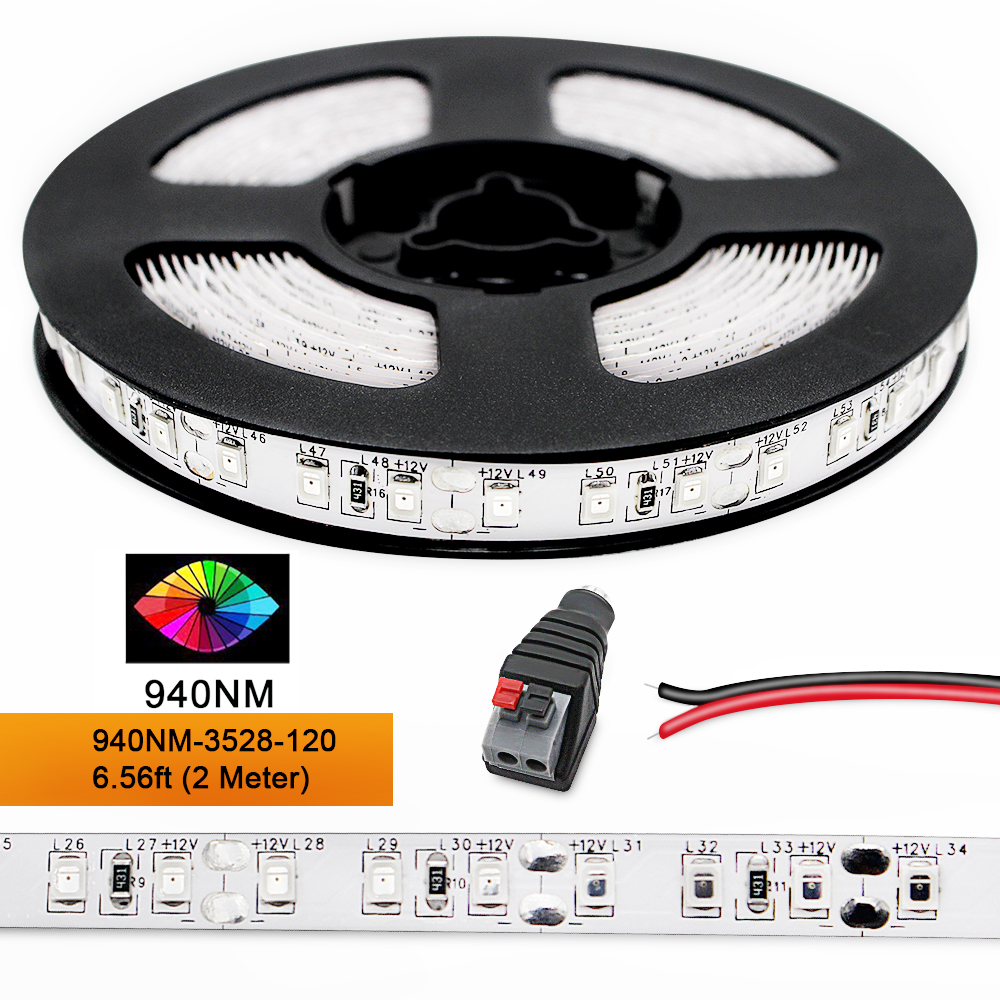 LED Tape Ir DC12V 5M SMD3528 Infrared 850/940nm Signle Chip 8mm Wide Flexible LED Strips 120LEDS/m Non-Waterproof for led Night