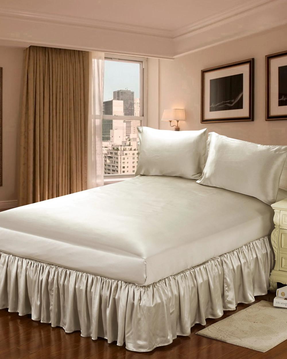 Bedding Luxurious & Ultra Soft 22 Momme Silk Bedskirt King Queen Twin