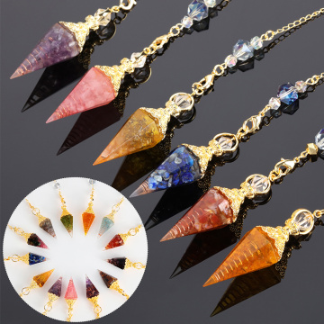 1PC Natural Stone Quartz Rock Choler Crystal Hexagonal Pointed Reiki Chakra Pendant Pendulum Jewelry Accessories for Unisex