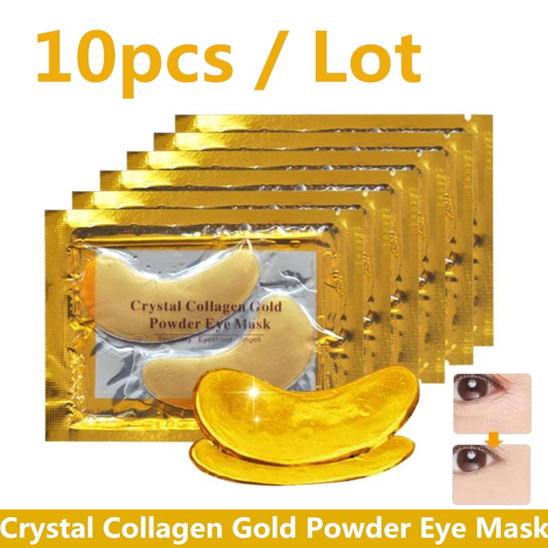 10Pcs Crystal Collagen Gold Powder Eye Mask Anti-Aging Dark Circles Acne Beauty Patches For Eye Skin Care Korean Cosmetics