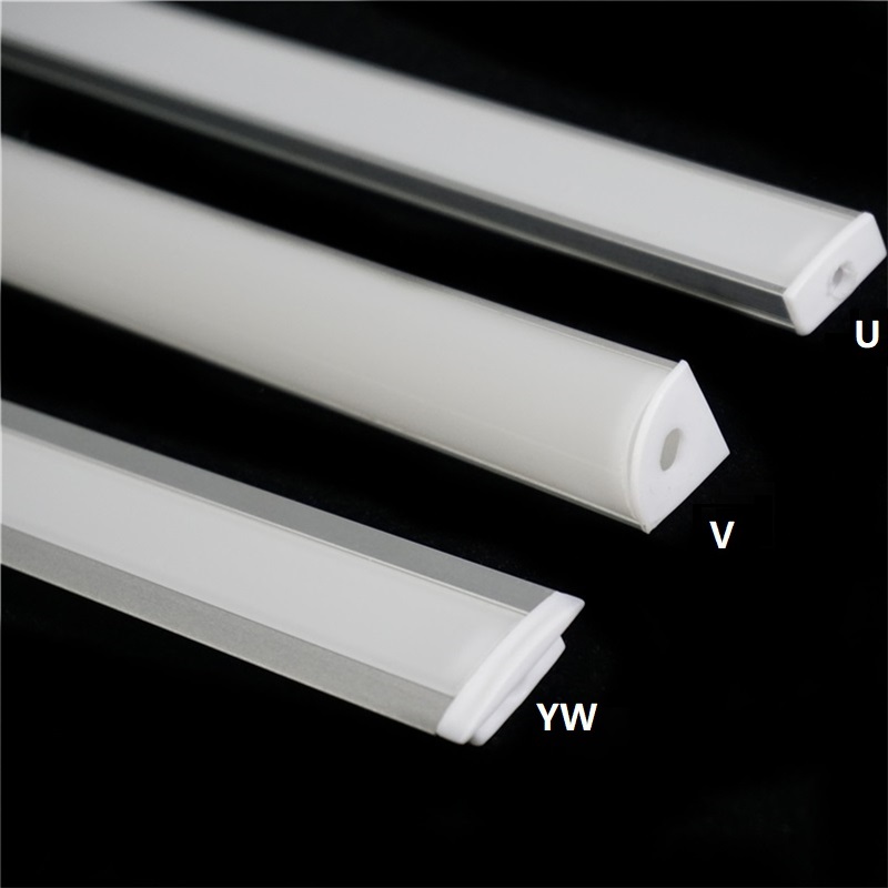 30/40/50CM 12/16/20Inch led aluminium Profile,YW V U 12V 24V Rigid Strip Channel,Corner Recessed Flat Cabinet Bar Light Diffuser