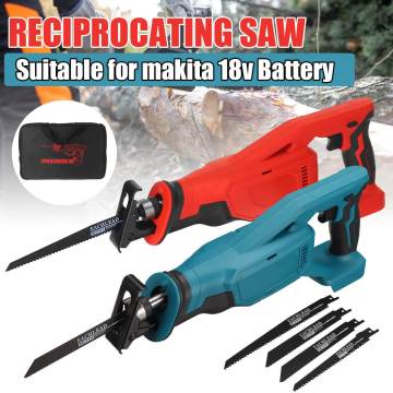 Electric Saw Cordless Reciprocating Saw Woodworking Cutting DIY Power Handheld Saw Tool with 4 Saw Blades for 18V Makita Battery