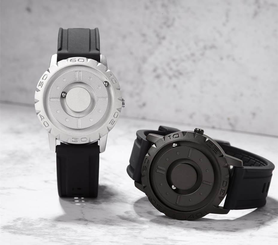 Eutour original brand new magnetic pointer free concept quartz watch men's watch fashion rubber strap