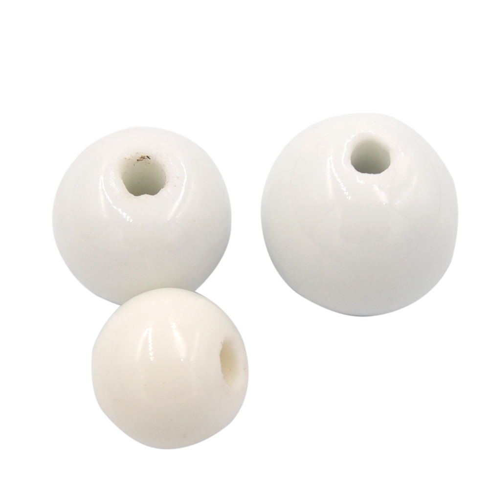 30pcs 14/16/18mm Handmade Loose Porcelain Ceramic Hard Clay Loose Pure White Blank Jewelry Making Round Beads for Sale