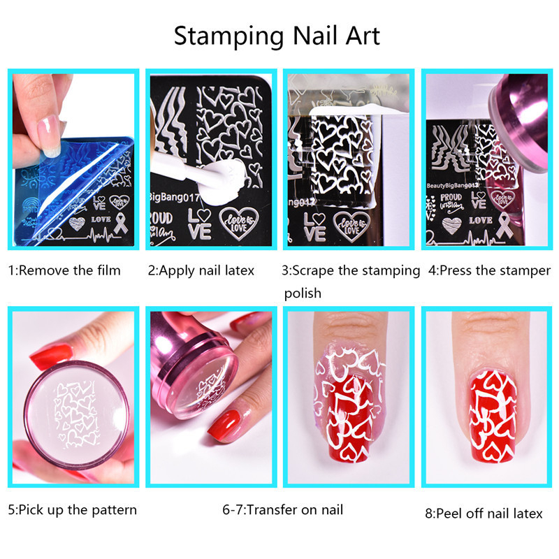 BeautyBigBang 20PCS Set Nail Stamping Plates Nail Plate Geometry Flower Striped Image Design Art Template Set
