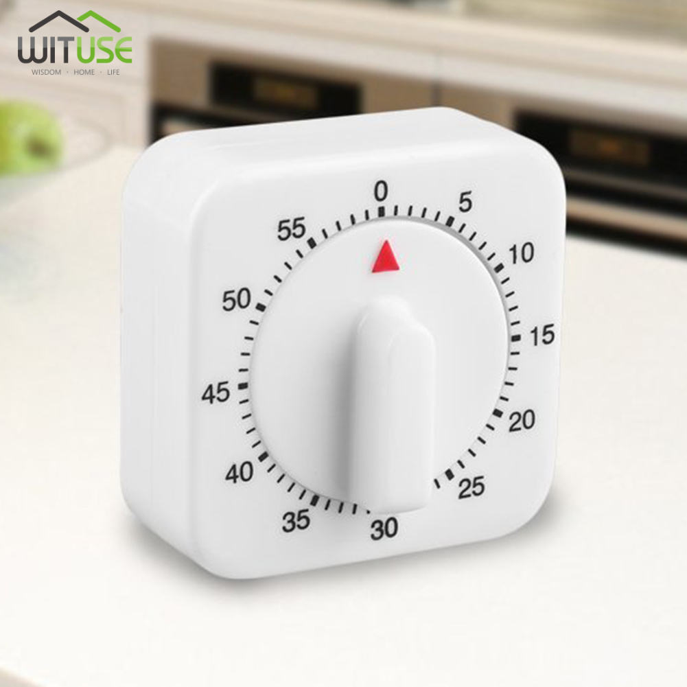 60 Minutes Kitchen Timer Cooking Timer Count Down Alarm Reminder White Square Shape Mechanical Timer for Kitchen