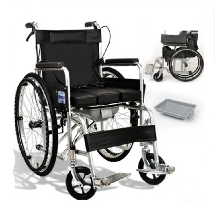 Hot Sale Folding Manual Commode Wheelchair For Elderly People1