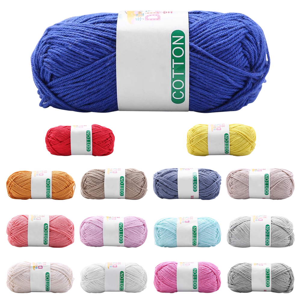 50g Comfortable Knitting Yarn Scarf Hat Crochet Pure Color Baby Milk Cotton Yarn for Household Knitting Making Supply