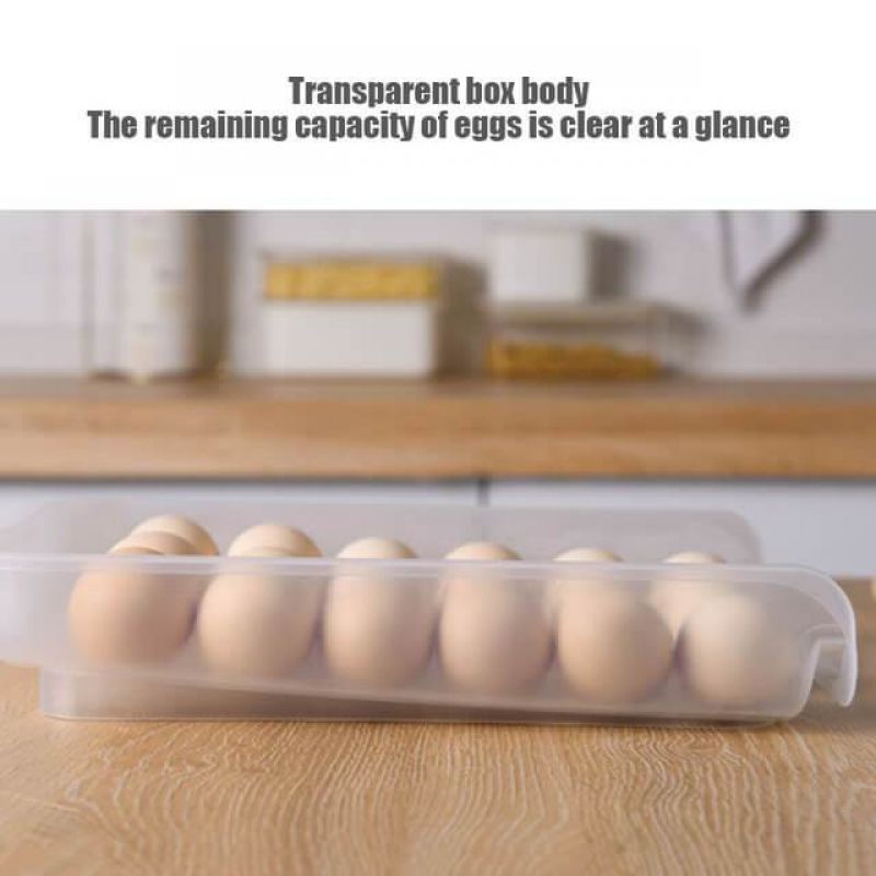 Auto Roll Transparent Egg Tray Storage Box Dispenser Holder