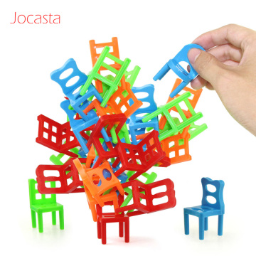 18pcs Mini Chair Balance Blocks Toy Plastic Assembly Blocks Stacking Chairs Kids Educational Family Game Balancing Training Toy[