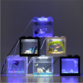 USB mini Fighting LED fish box aquarium transparent acrylic fish tank office desktop decoration Creative build blocks stacked
