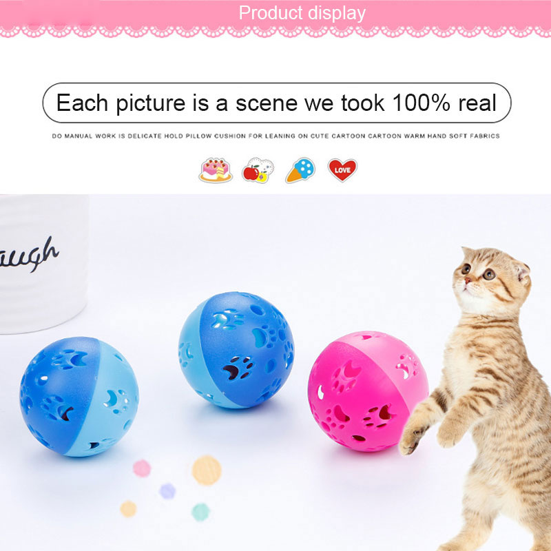 Cat Interactive Bell Ball Toy Hollow Out Round Ball Pet Colorful Playing Toys With Sound Small Bell Cat Plastic Pets Toys