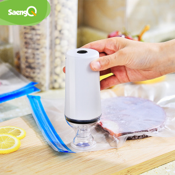 saengQ Handheld Food Vacuum Sealer Packaging Machine Film Container USB Sealer Vacuum Packer With 6 or 10pcs Vacuum Zipper Bags