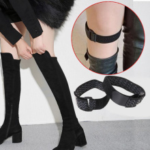 1 Pair Women Long Boots Fixing Anti Fall Strap Shoes Accessories Black Elastic Adjustable Inside Non Slip Adhesive Tape