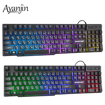 Russian Keyboard Wired Gaming Keyboard 104 Keys Backlit LED Keyboards USB Waterproof Mechanical Feel Gamer Keyboard For Laptop