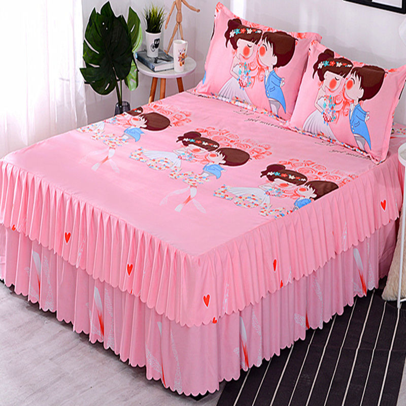 Three-piece Suit Bed Skirt Autumn Winter Simmons Big Bed Bedding 1 Bed Sheet +2 Pillowcase Bedspread Home Princess E11633