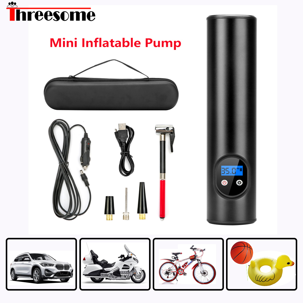 Tire Inflator Mini Portable Tire Inflation Pump USB 12V Air Compressor for Car Bicycle Tire Basketball Balloon Kayak Inflator