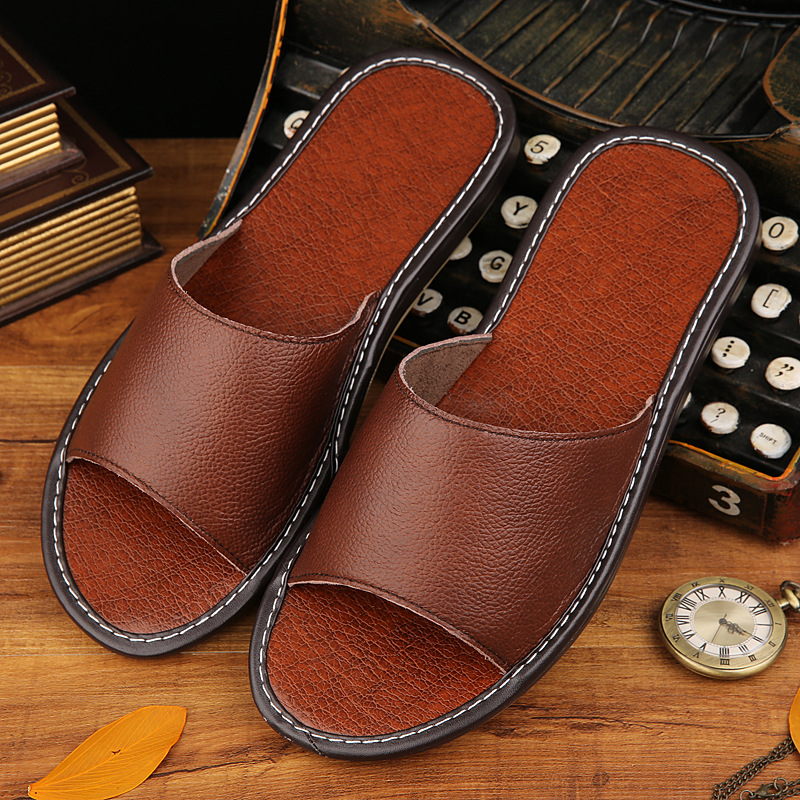 STONE VILLAGE High Quality Plus Size 35-44 Genuine Leather Slippers Shoes Couple Slippers Summer Indoor Home Slippers Women