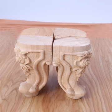 Wooden Furniture Legs Solid Wood Flower Carved TV Cabinet Seat Feet No Painting