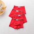 High Quality Kids Underwear Solid Red Color Boxers for Teenage Boys Korean Soft Cotton Underpants Teen Panties Shorts 4pcs/pack